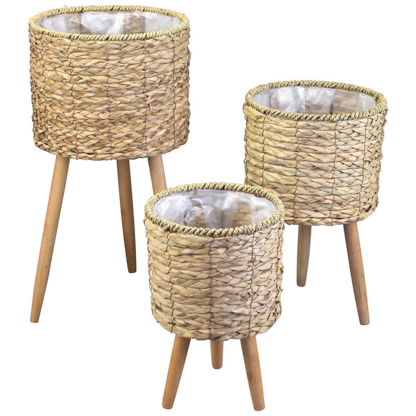 3 Piece Malo Seagrass Pot Plant Stand Set - Sweet Pea Interiors