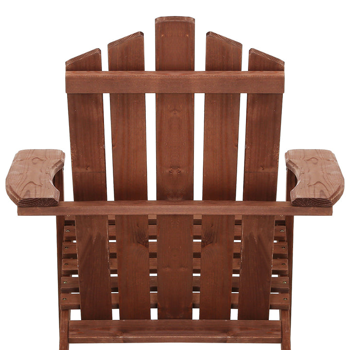 Gardeon Adirondack Outdoor Chairs Wooden Beach Chair Patio Furniture Garden Brown