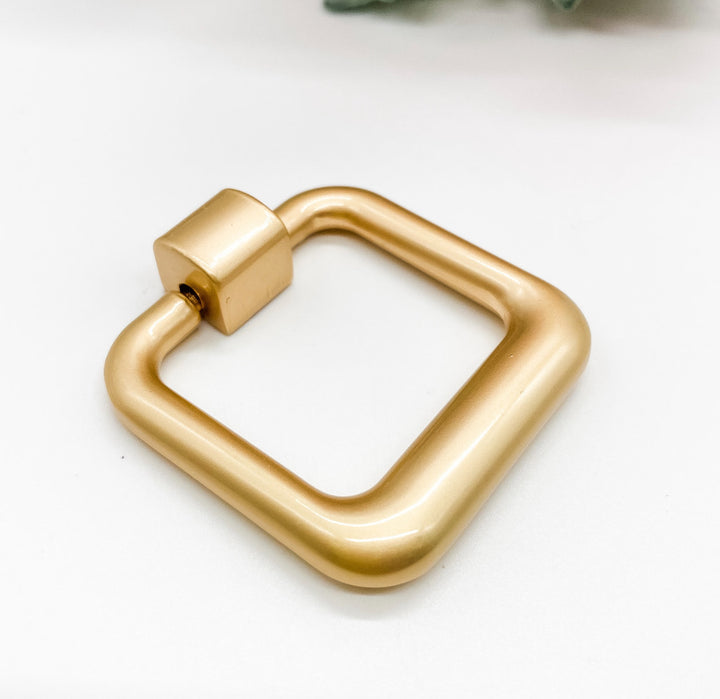 Gold Square Drop Ring Pull – Elegant Upgrade for Drawers & Cabinets