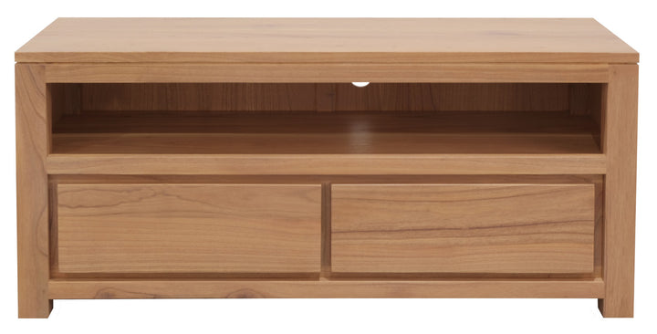 Amsterdam 2 Drawer Solid White Cedar Wood Entertainment Unit (Natural)