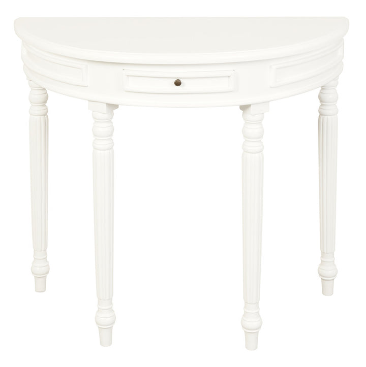 Turn Leg Half Round Sofa Table (White)