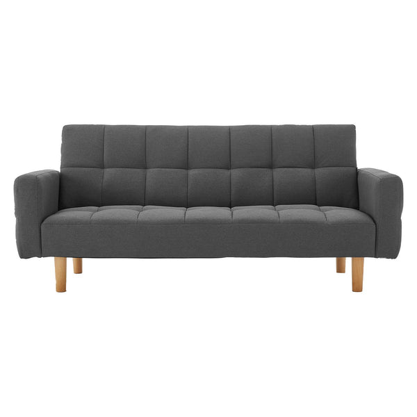 Sarantino 3-Seater Fabric Sofa Bed Futon - Dark Grey