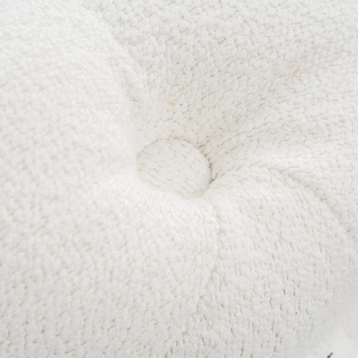 Bouclé White Ottoman-Round