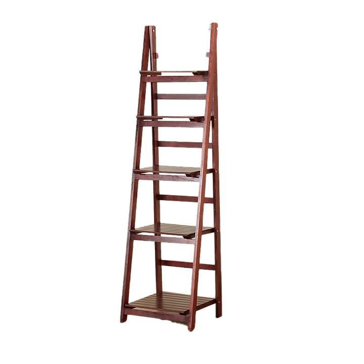 5 Tier Wooden Ladder Shelf Stand Storage Book Shelves Shelving Display Rack
