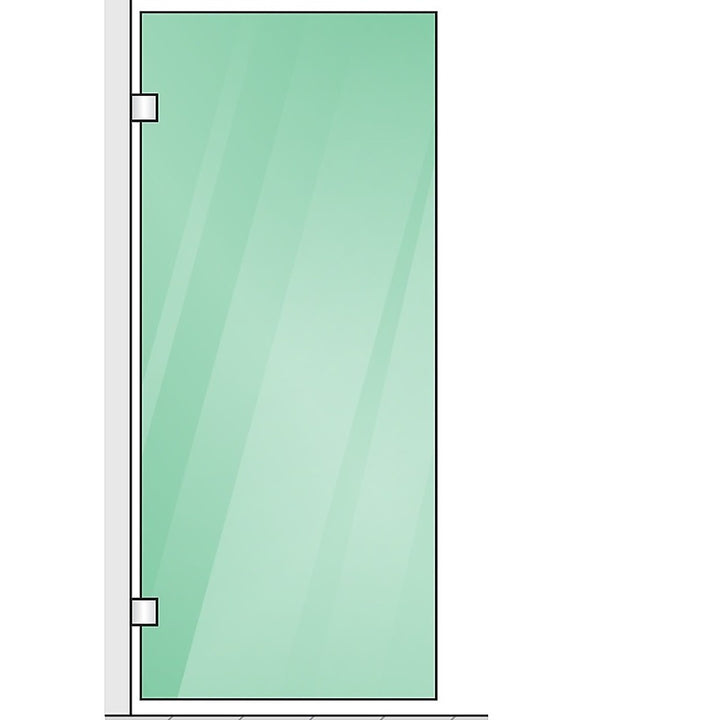 90x200cm Single Shower Glass Screen with Black U-brackets & Square Pole