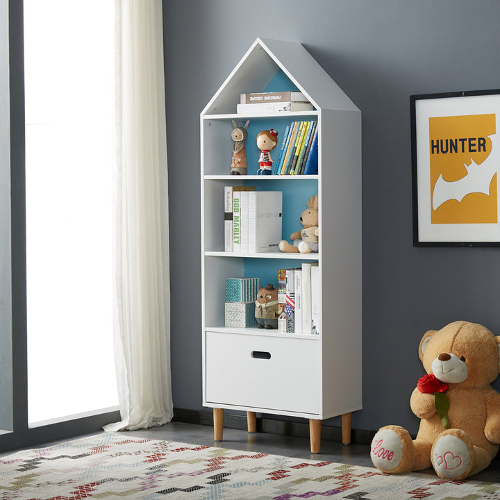Marlow White & Blue Bookcase - Sweet Pea Interiors