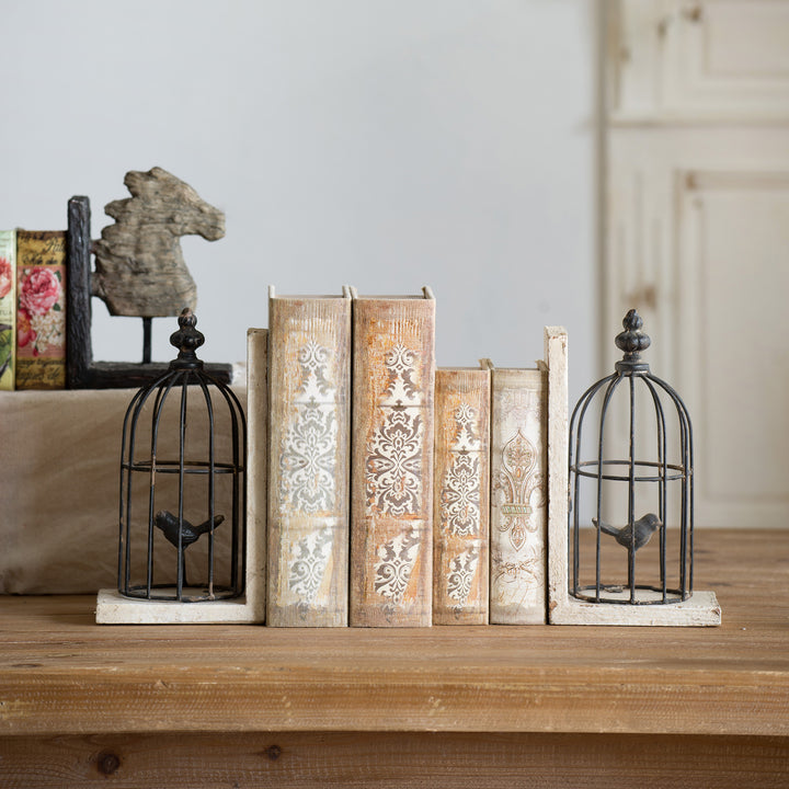 Black Bird Cage Bookends (Set of 2) - Sweet Pea Interiors