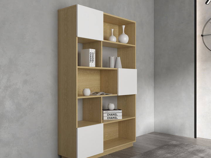 Natural & White Moore Wide Bookcase - Sweet Pea Interiors
