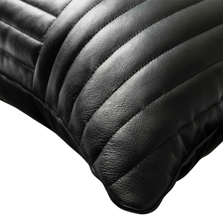 Quilted Leather Cushion Black - Sweet Pea Interiors
