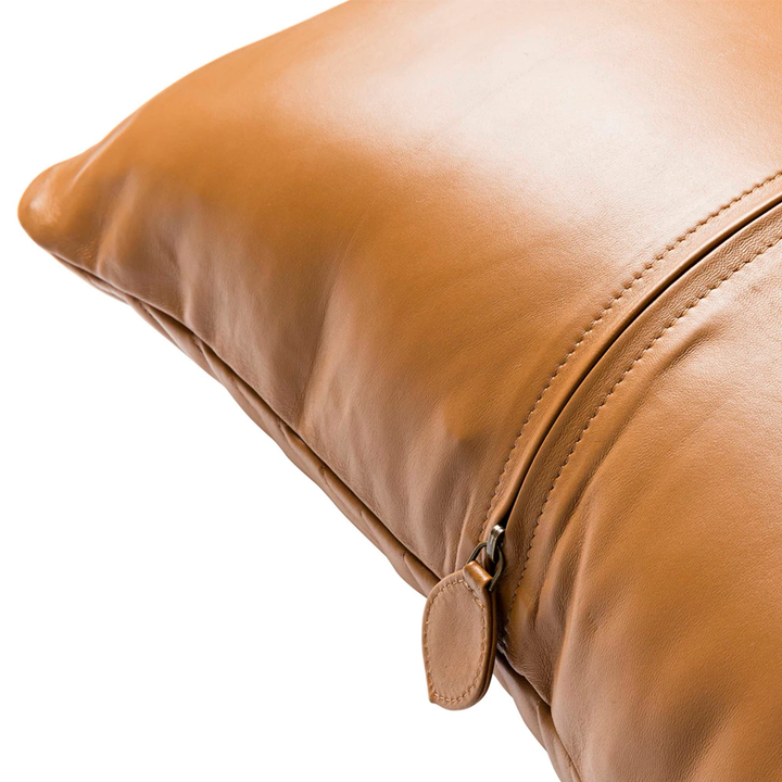 Quilted Leather Cushion Tan - Sweet Pea Interiors