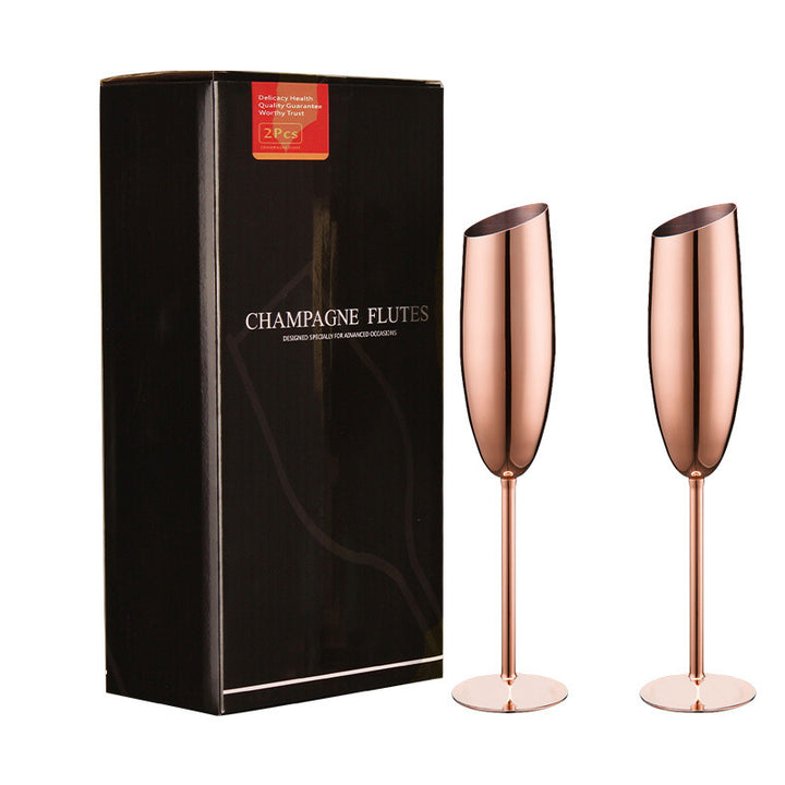 Rose Gold Rosetta 200ml Stainless Steel Champagne Glasses (Set of 2) - Sweet Pea Interiors