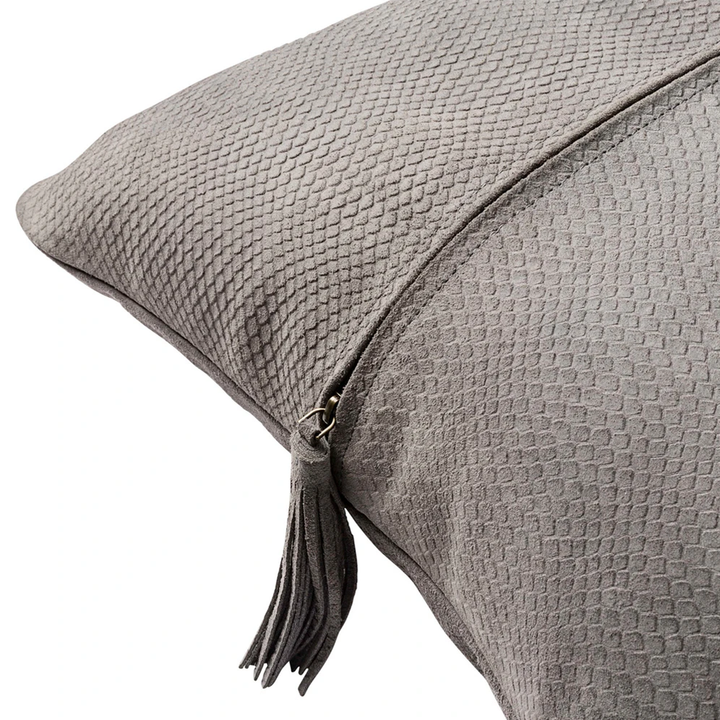 Textured Leather Cushion Dark Grey - Sweet Pea Interiors