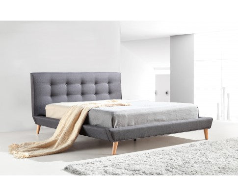 Queen Linen Fabric Deluxe Bed Frame Grey - Sweet Pea Interiors
