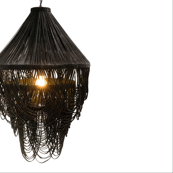 Yumi Black Suede Leather Chandelier - Sweet Pea Interiors